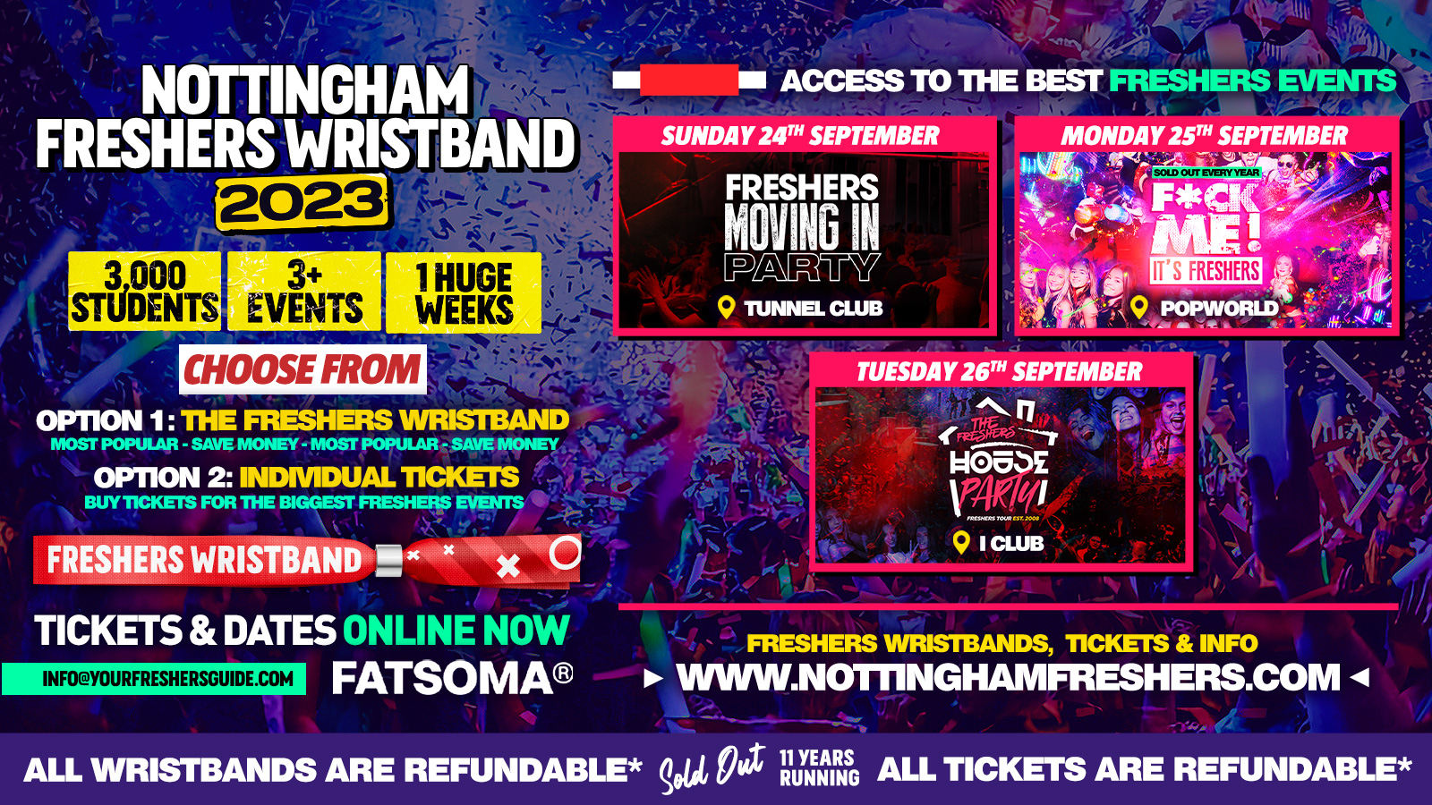 THE 2023 NOTTINGHAM FRESHERS WRISTBAND – The Biggest Events of Nottingham Freshers 2023 🎉 – Under 100 Wristbands Remaining ⚠️