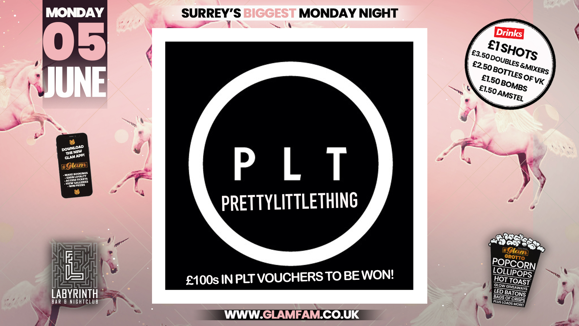 TONIGHT!! Glam Guildford – Surrey’s Biggest Monday Night – PLT Giveaway!