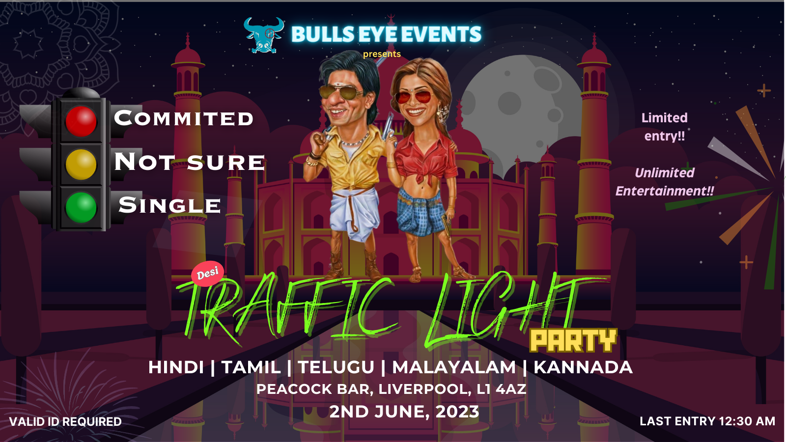 Desi Traffic Light Party Peacock Liverpool Bollywood, Tamil, Telugu