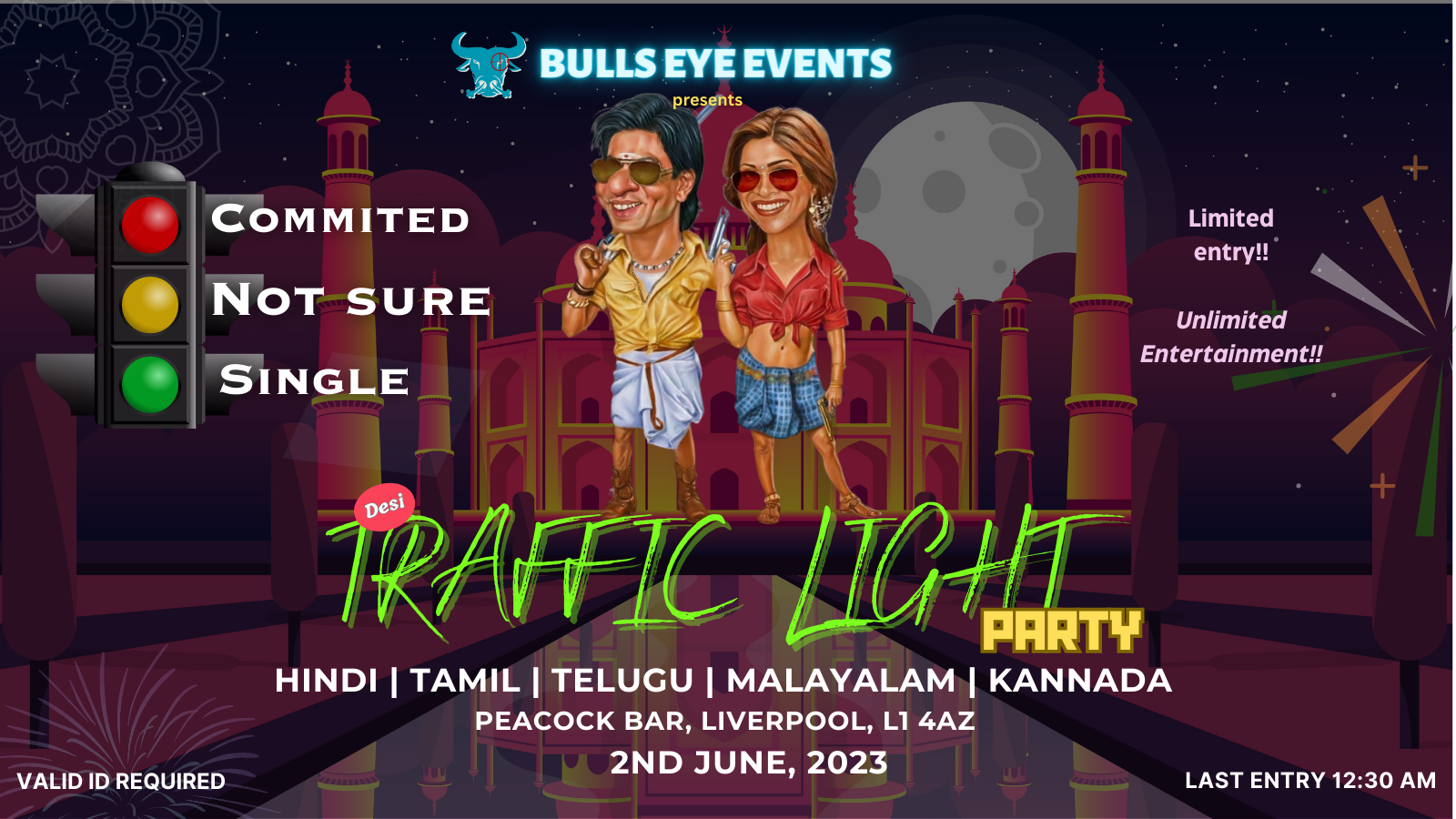 desi-traffic-light-party-peacock-liverpool-bollywood-tamil-telugu