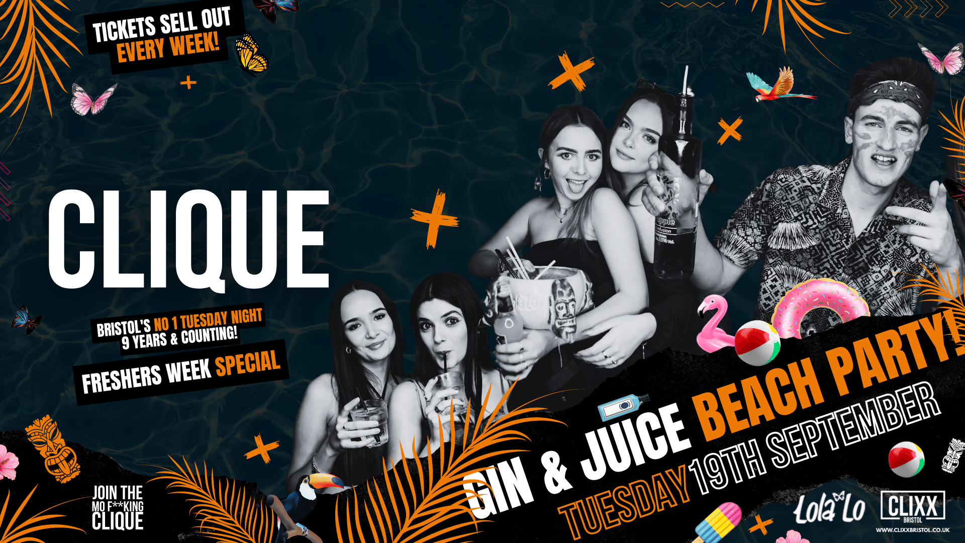 CLIQUE | Gin & Juice Beach Party 🍉 // Freshers Week Special 🔥