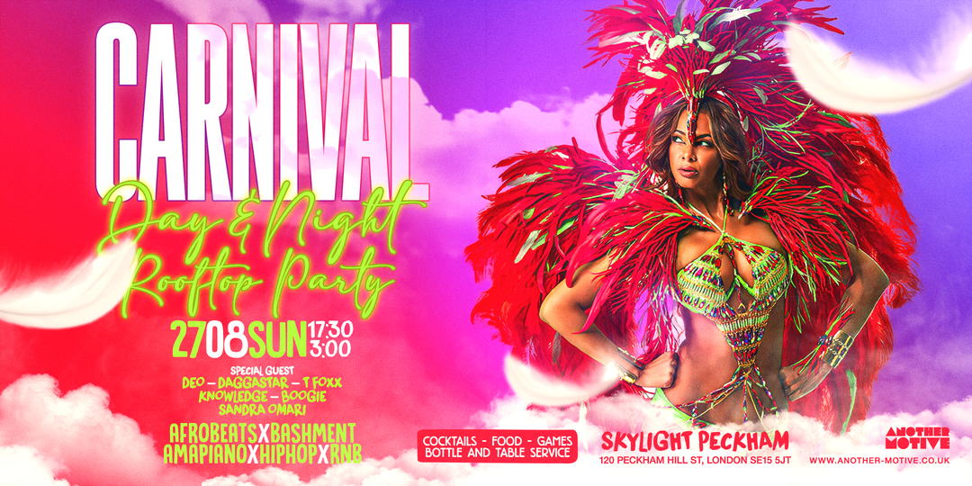 ☆ Carnival Day & Night Rooftop Party – Bank Hols Sunday ☆
