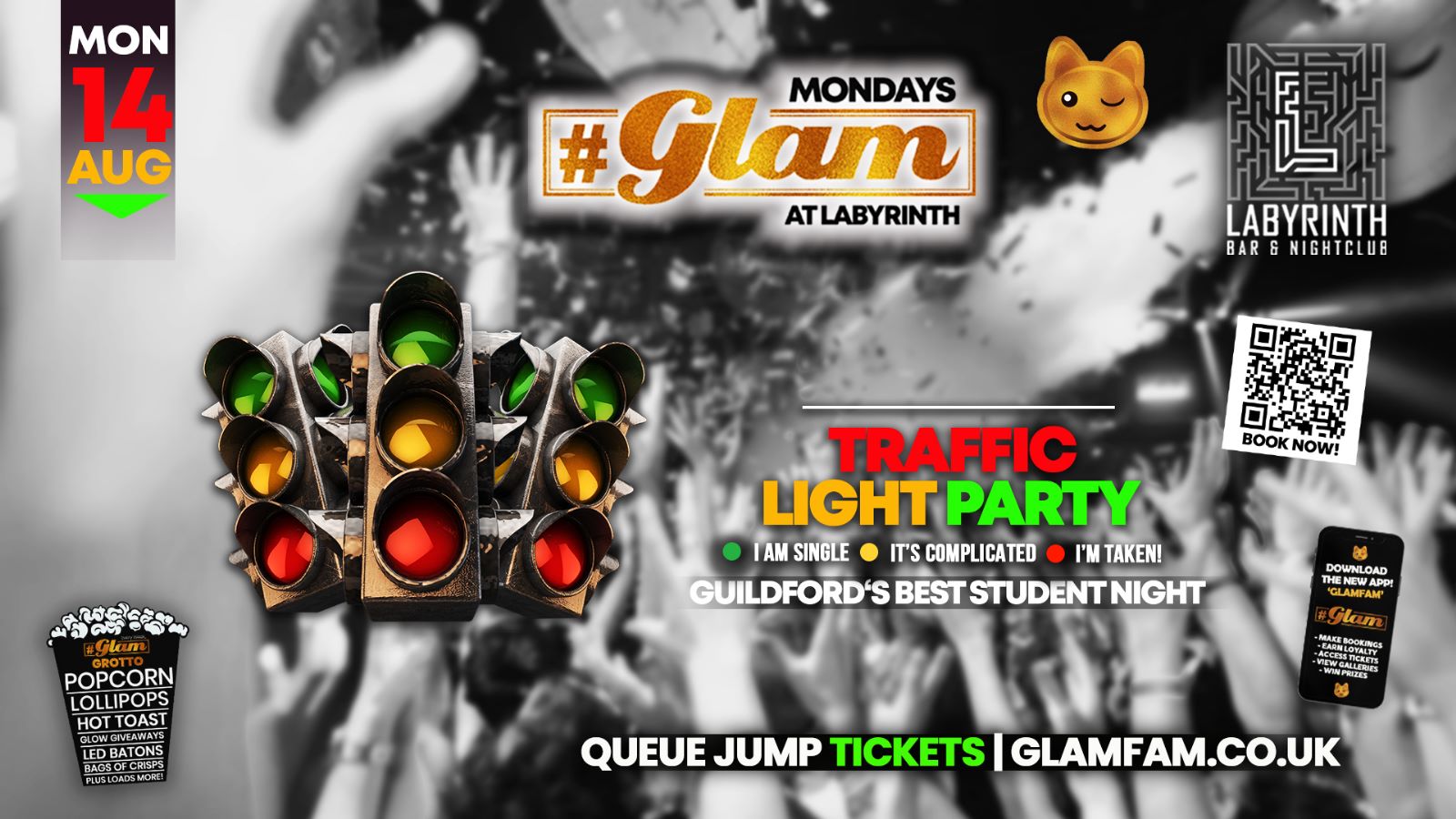 TONIGHT! Glam Guildford – Traffic Light Party – Surrey’s Biggest Monday Night