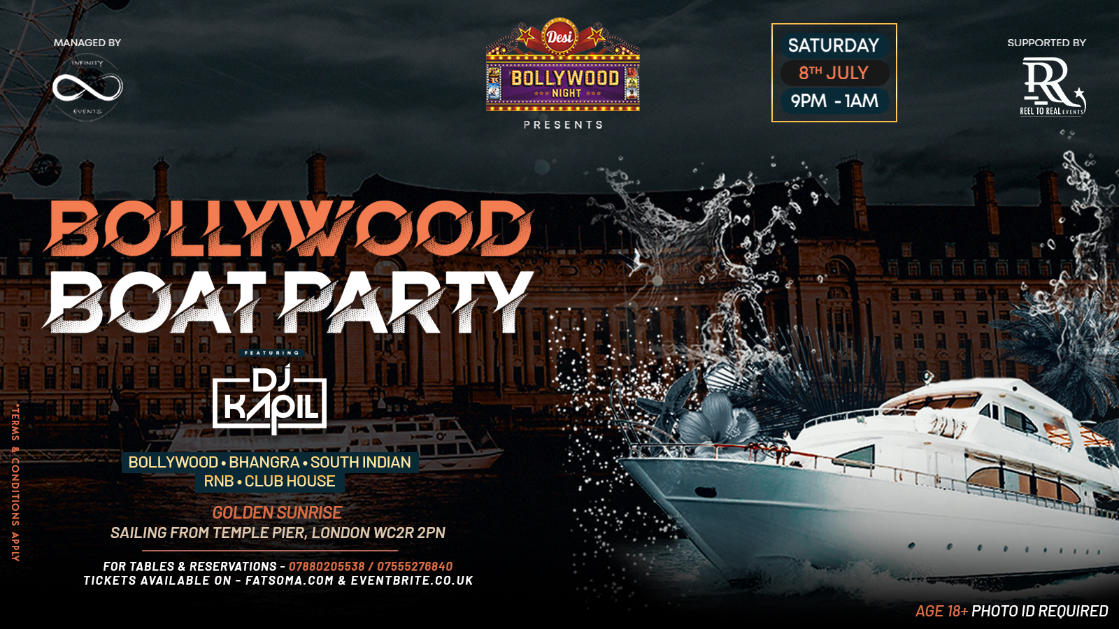 Midnight Bollywood Boat Party at Temple Pier, London on 8th Jul 2023 ...