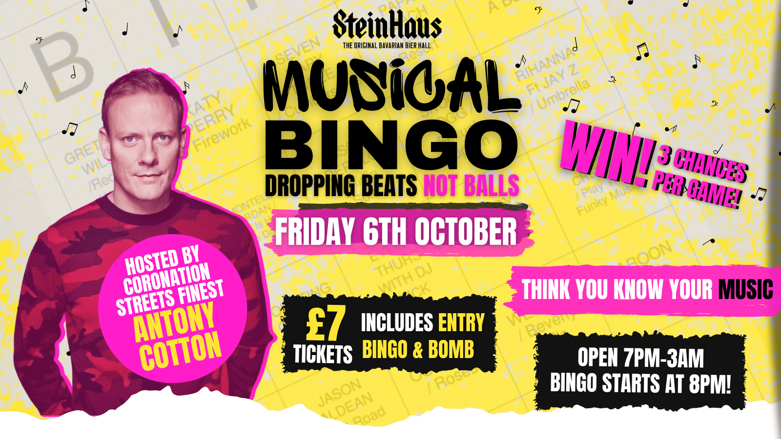 Musical Bingo – Hosted by Antony Cotton