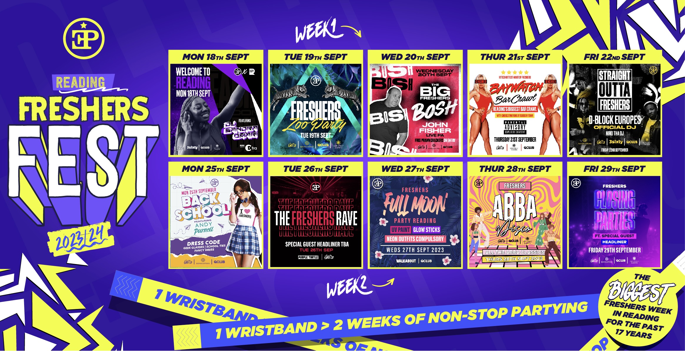 General Wristbands 90% SOLD OUT – Freshers Fest 23/24 (BUY THIS IF YOU DON’T KNOW YOUR HALLS YET)