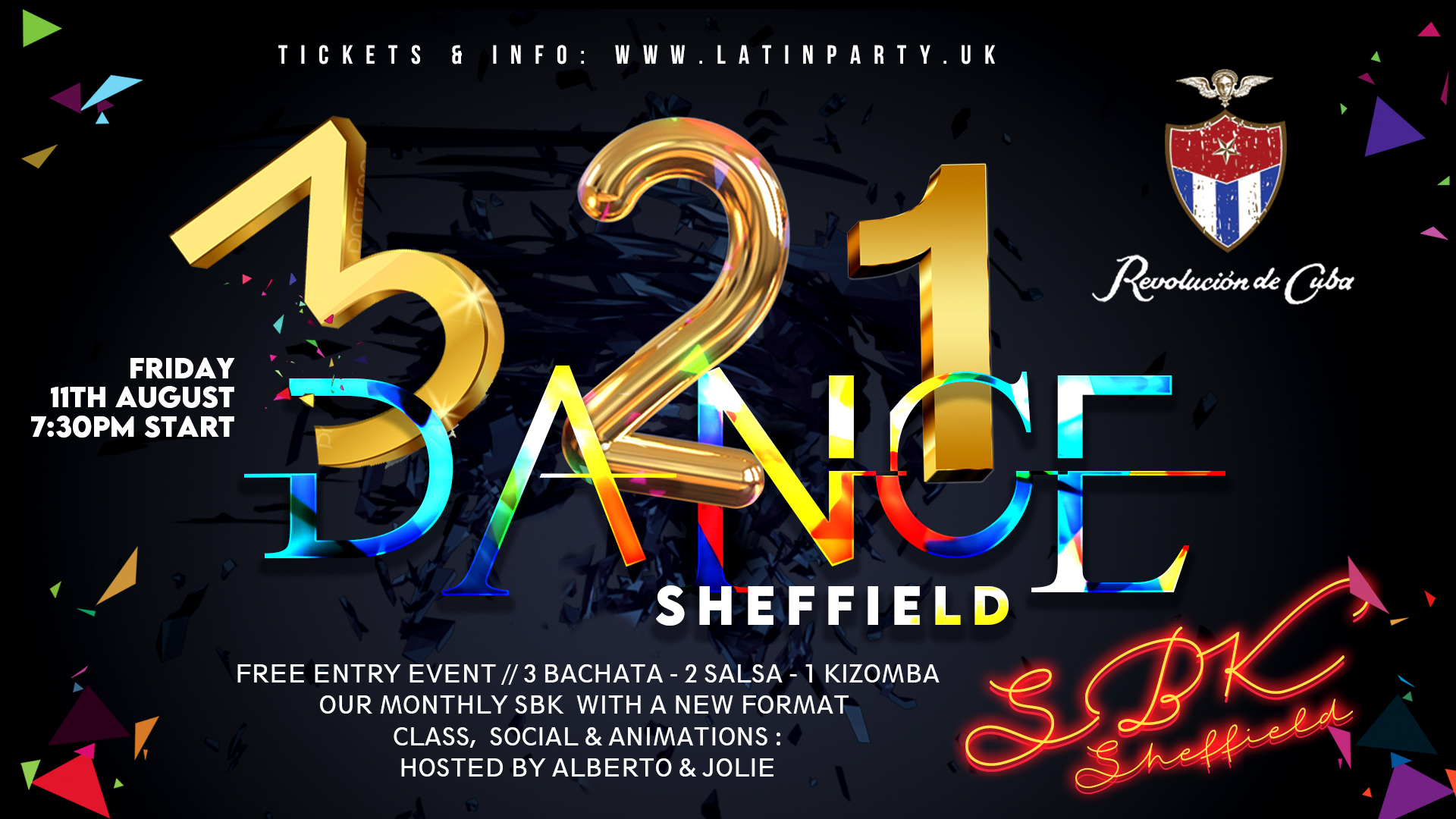 321 Dance – SBK Sheffield: Free Entry: Friday 11th August  | Revolucion de Cuba