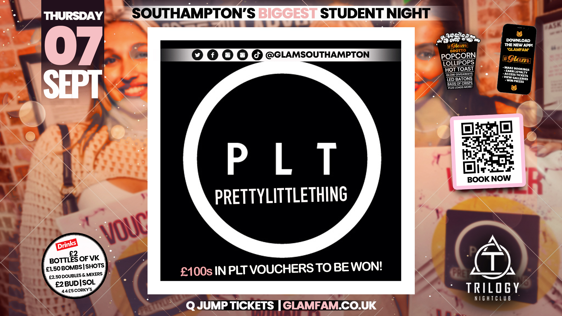 🐾 TONIGHT🐾  Glam – Southampton’s Biggest Student Night – PLT GIVEAWAY!