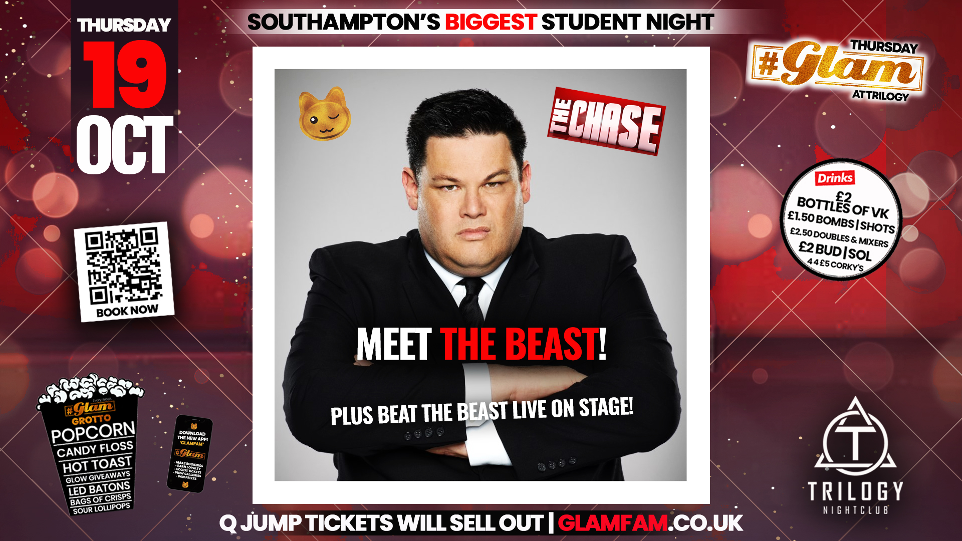 🐾 TONIGHT 🐾 Glam – Southampton’s Biggest Student Night – MARK LABBETT – THE BEAST!