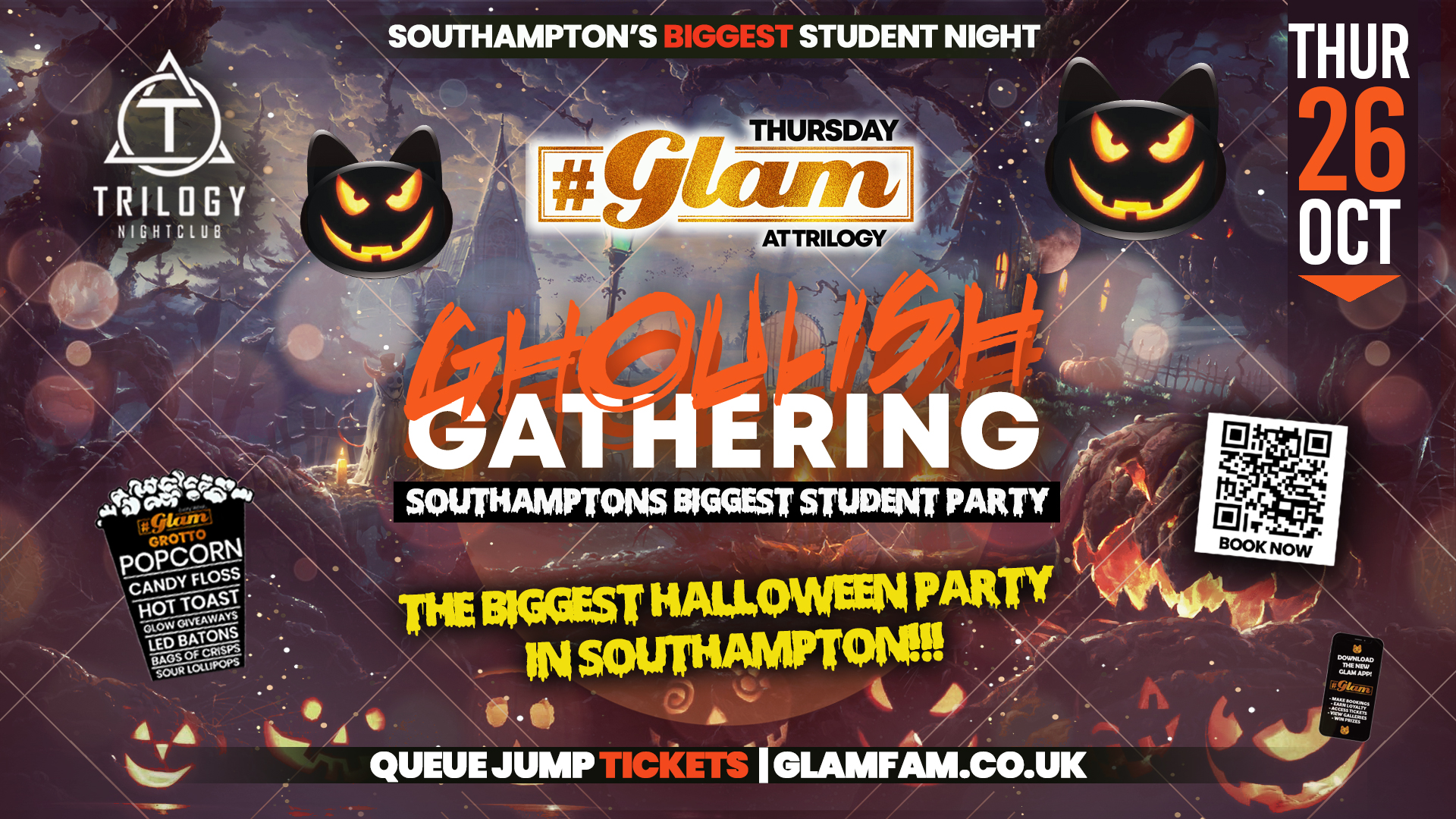 GLAM HALLOWEEN THIS THURSDAY! 😈 Glam – Southampton’s Biggest Student Night – The Glam Ghoulish Gathering