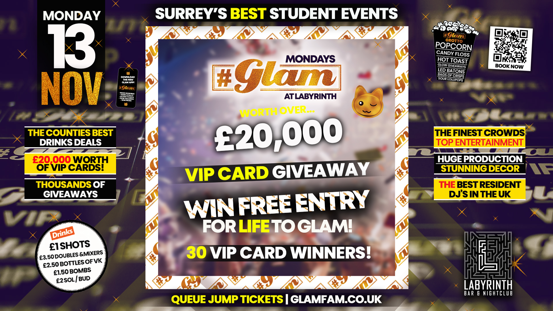 Glam – Win Free Entry for Life! – Surrey’s Best Student Events!