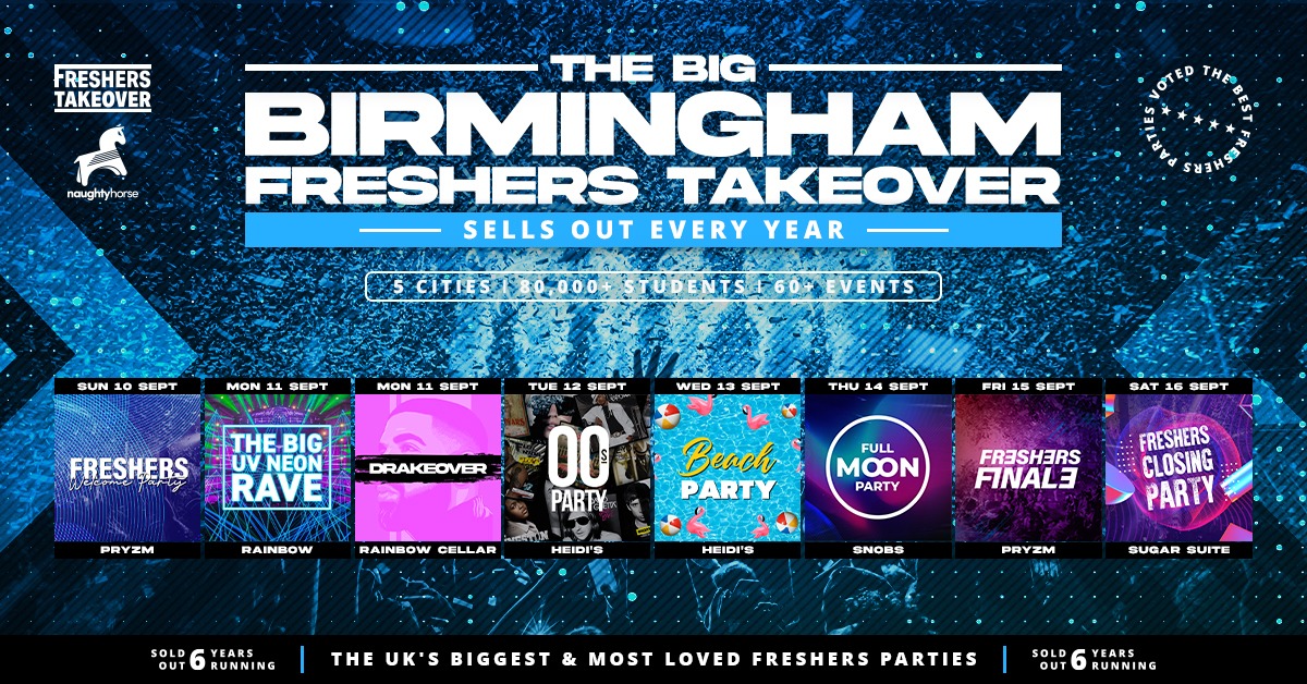 Birmingham Freshers Week 2023 Wristband Freshers Takeover X Naughtyhorse – All 8 Parties