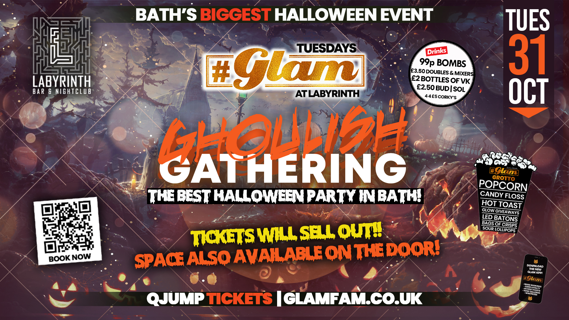 TONIGHT 😈 Glam Bath – HALLOWEEN! 😈 Bath’s Biggest Halloween Event!