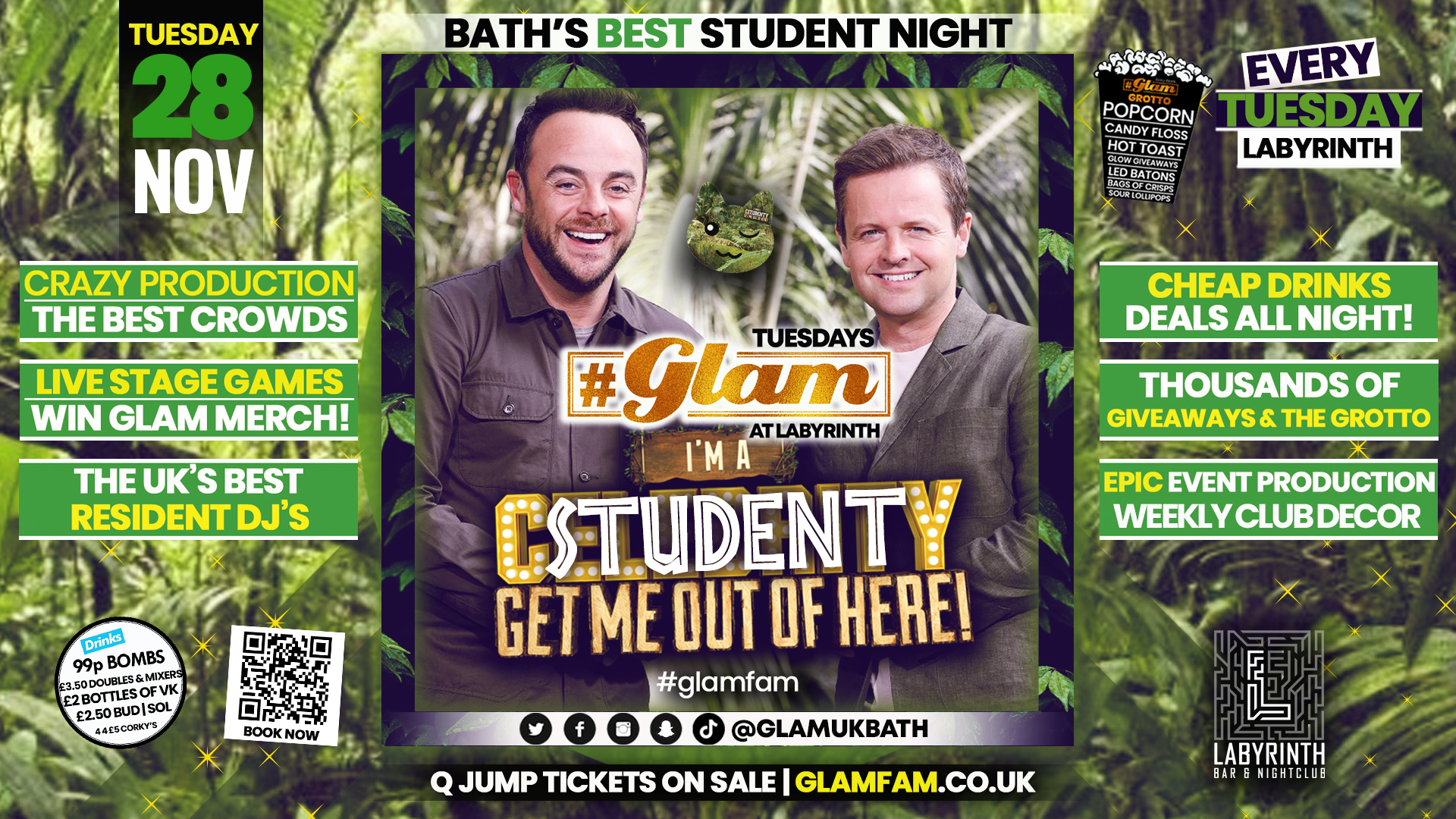 😻 TONIGHT 😻 Glam – I’m a Student Get Me Out of Here – Bath’s Best Student Events!