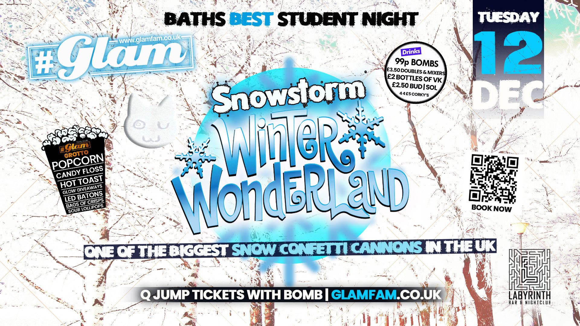 Glam – Winter Snowstorm Wonderland! Bath’s Best Student Events! ❄️