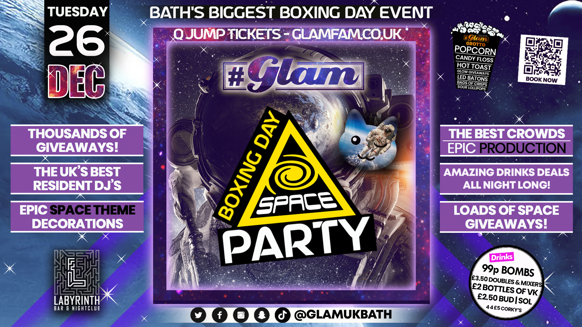 Tonight!! 🎁 Glam – Boxing Day Space Party 🎁 Bath’s Biggest Boxing Day Event!