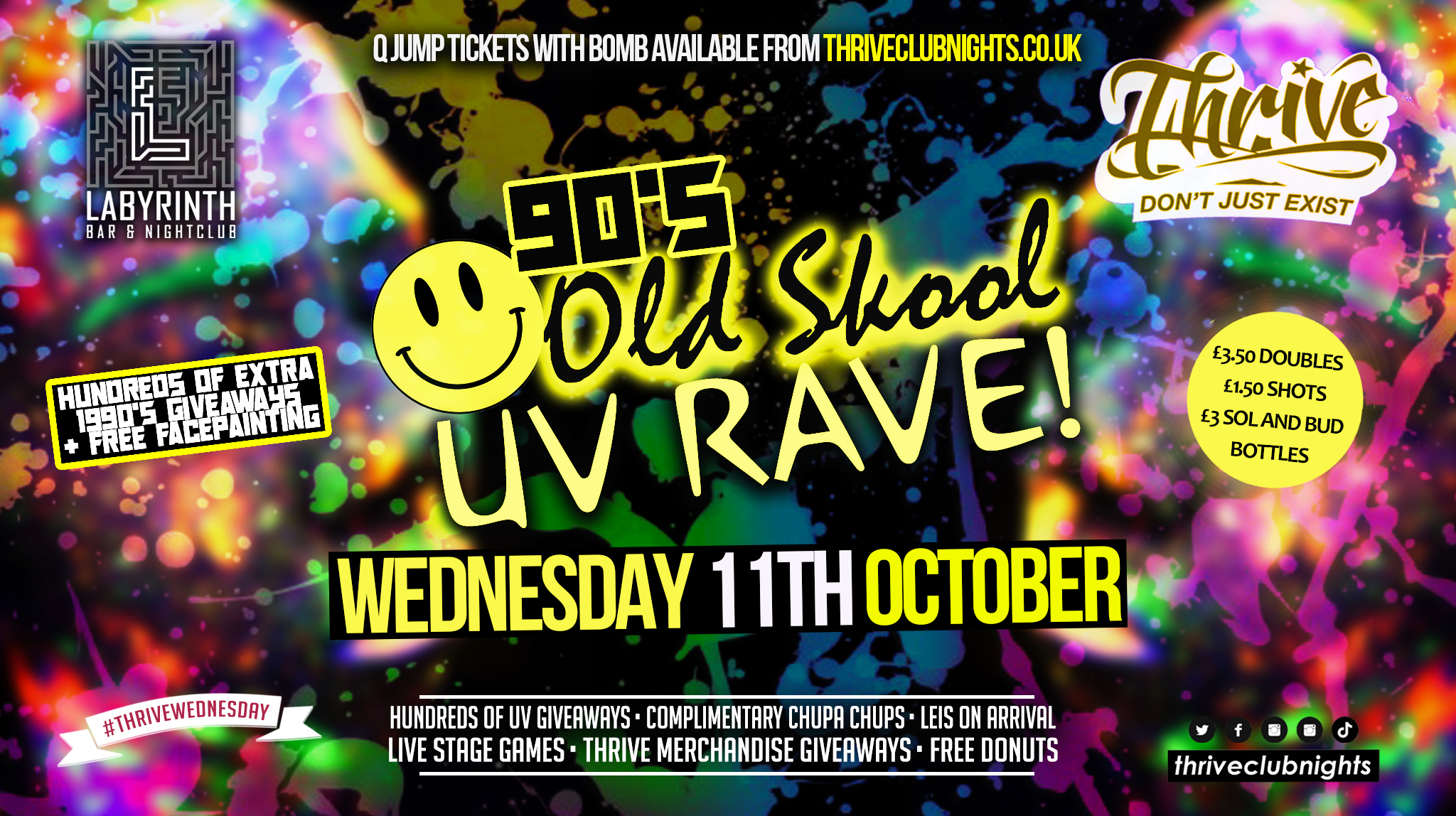 TONIGHT - Thrive Wednesdays - 90's UV Rave - Bath's Biggest Wednesday ...