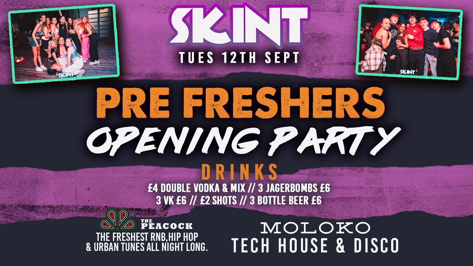 SKINT Tuesdays : Pre Freshers Party at St Peters Square - Peacock ...