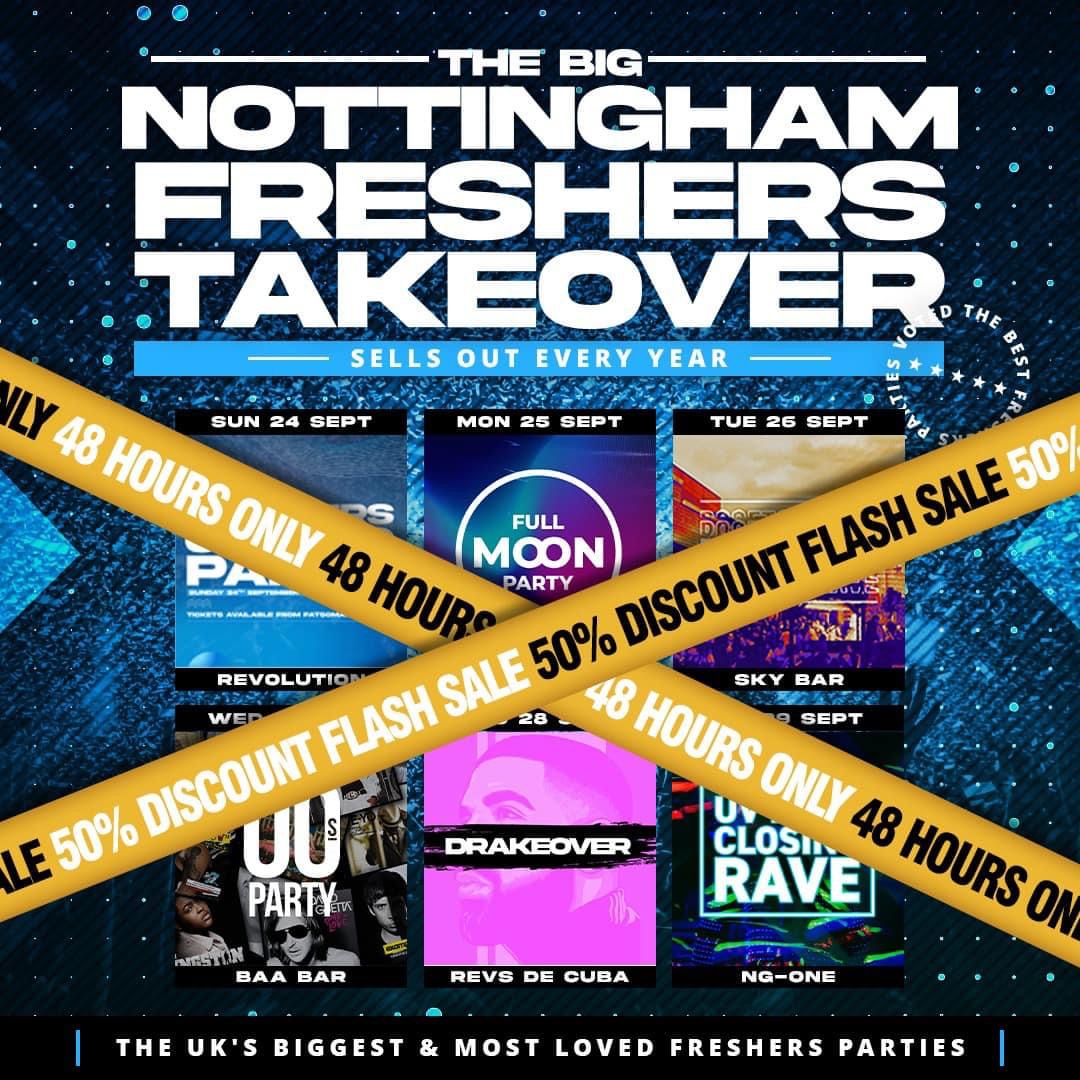 Nottingham Freshers Week 2023 – The Big Freshers Takeover – The Big 6 Parties