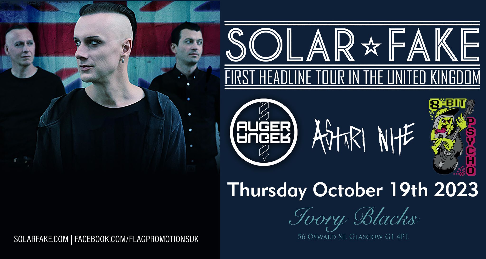 SOLAR FAKE 2023 UK TOUR – Glasgow + Auger + Astari Nite & 8-bit Psycho
