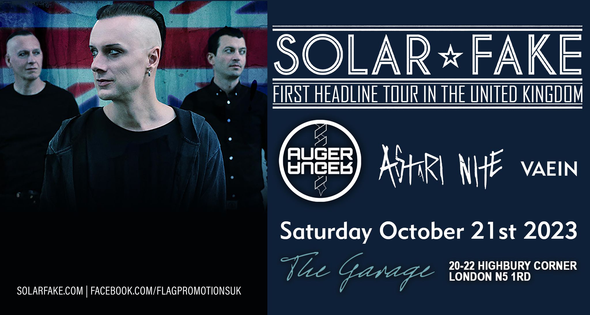 SOLAR FAKE 2023 UK TOUR – London + Auger + Astari Nite & Vaein