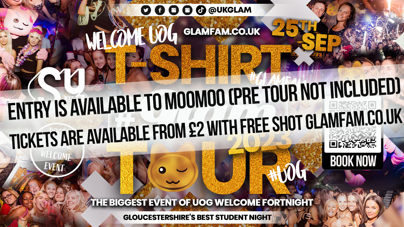 TONIGHT – GLAM OFFICIAL WELCOME WEEK MOO MOO ONLY TOUR ENTRY TICKETS (Entry to MooMoo not to the Tour / No Shirt)