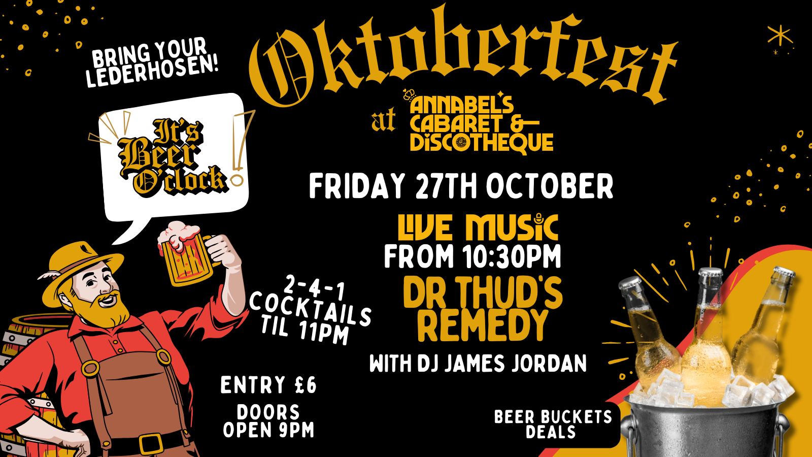 OKTOBERFEST // Live Music: DR THUD’S REMEDY // Annabel’s Cabaret & Discotheque