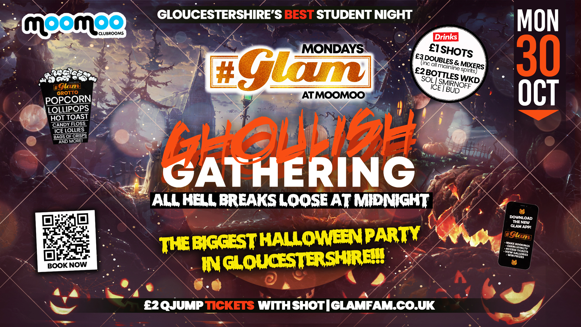 Glam Cheltenham – THE GHOULISH GATHERING – All Hells Breaks Free at 12!