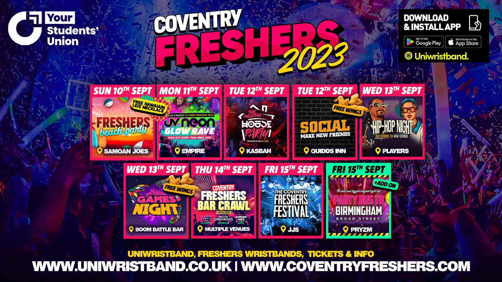 THE 2023 OFFICIAL COVENTRY UNIVERSITY FRESHERS WRISTBAND | Wristbands STILL ON SALE – Limited Remaining ⚠️
