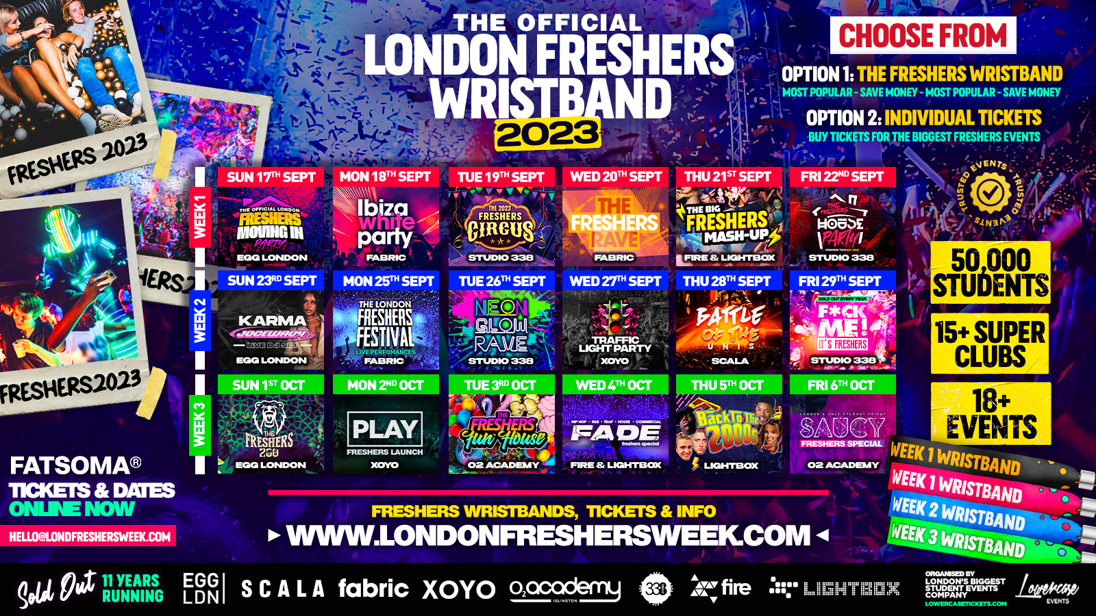 THE OFFICIAL LONDON FRESHERS WRISTBAND 2023 ⚠️ SOLD OUT THE LAST 11